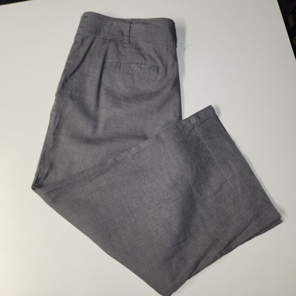J. Jill Grey Linen Blend Cropped Wide Leg Pants Size 10 Lagenlook - Picture 3 of 11
